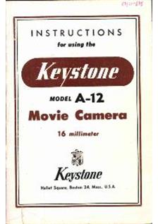 Keystone A 12 manual. Camera Instructions.